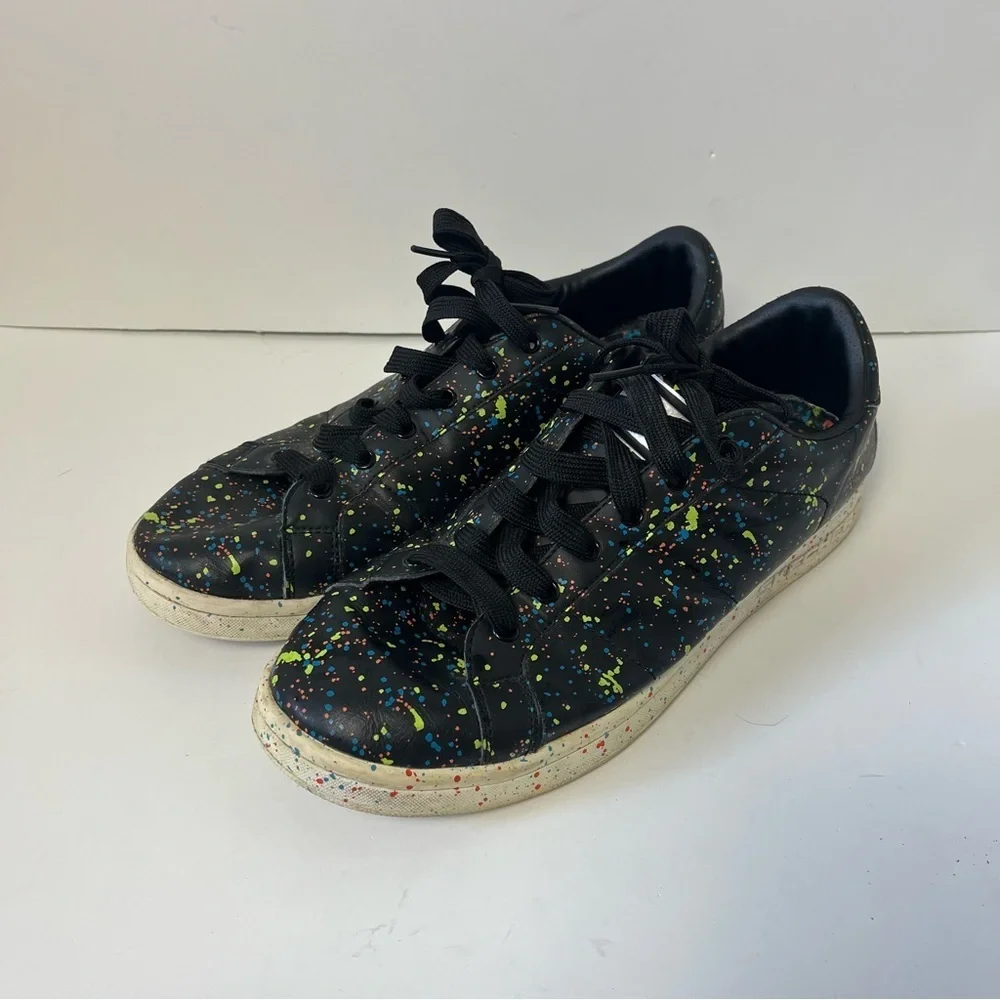 Skechers The Painter Lace Up Sneaker Black Splatter‎ Women's 11